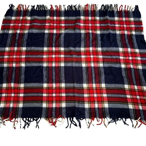 Vtg FARIBO Multicolor WOOL Plaid Mill Camp STADIUM THROW BLANKET 52" x 40" - Picture 1 of 4